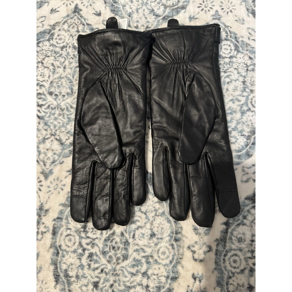 Michael Kors Quilted Black Leather Gloves Medium Women's - Picture 2 of 3